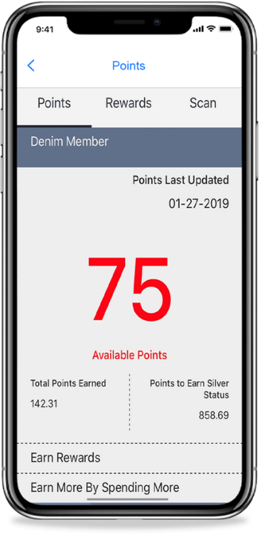 Points rewards screen