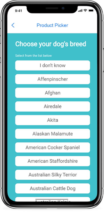 Product picker screen