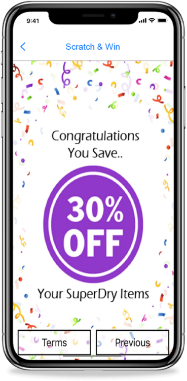 Scratch and win screen